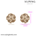 93327 Creative ladies jewelry simple design elegant stylish gemstone pave set golden stud earrings